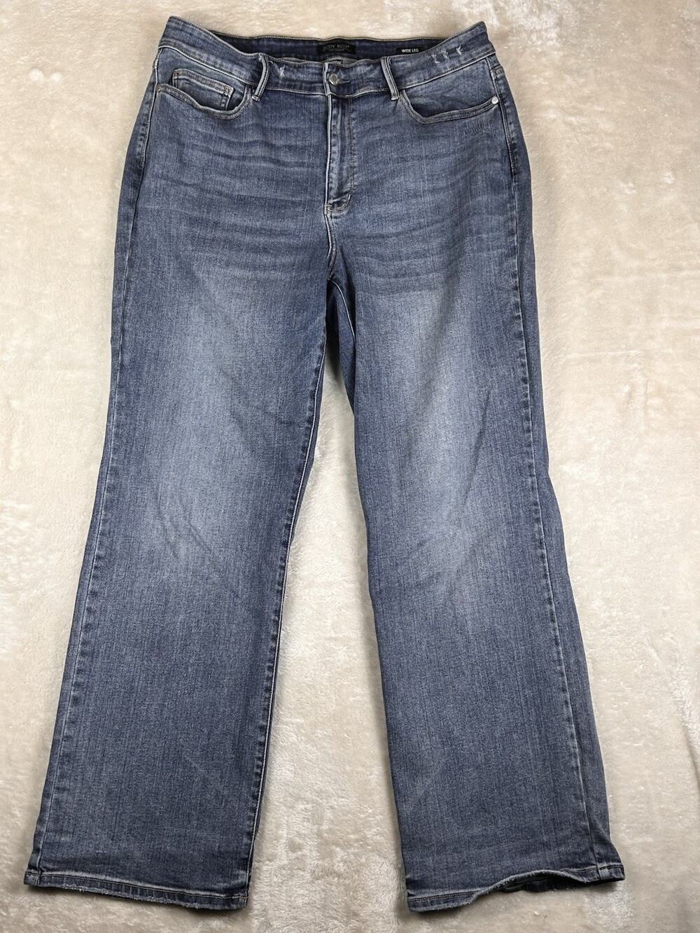 Judy Blue Wide Leg Jeans Womens Plus 20W Stretch Denim 90s Style Retro Baggy EUC